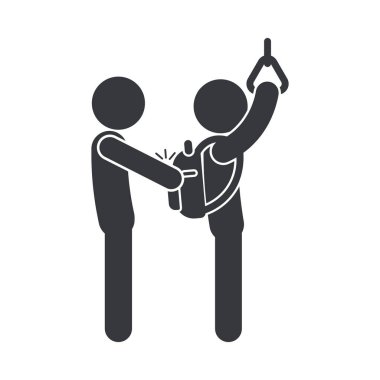 Toplu taşıma yolcularından çalan bir yankesicinin izole edilmiş fotoğrafı otobüs, tren, metro ve metro çevresi için güvenlik uyarısı.