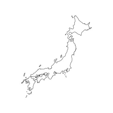 İzole edilmiş Japonya haritası bilgi grafikleri, eğitim ve konum tabanlı tasarım projeleri için ikonları özetliyor.