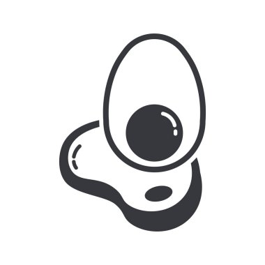 İzole edilmiş et ve yumurta piktogramı, yüksek proteinli gıdanın sembolü, etobur yemeği ve vegan olmayan diyet ürünü..