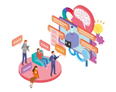 İnsanlar bir yapay zeka sohbet robotuyla konuşuyor.