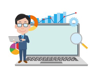 Veri analizi yapan iş adamı