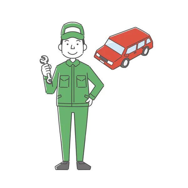 車を維持する男性整備士 — ストックベクタ