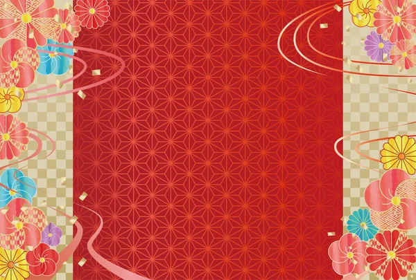Red Gold Japanese Style Background Material — Stock Vector