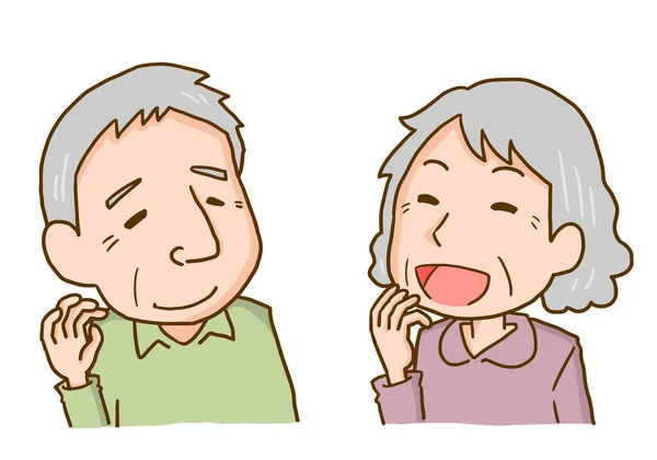 Illustration Eines Älteren Ehepaares Gespräch — Stockvektor