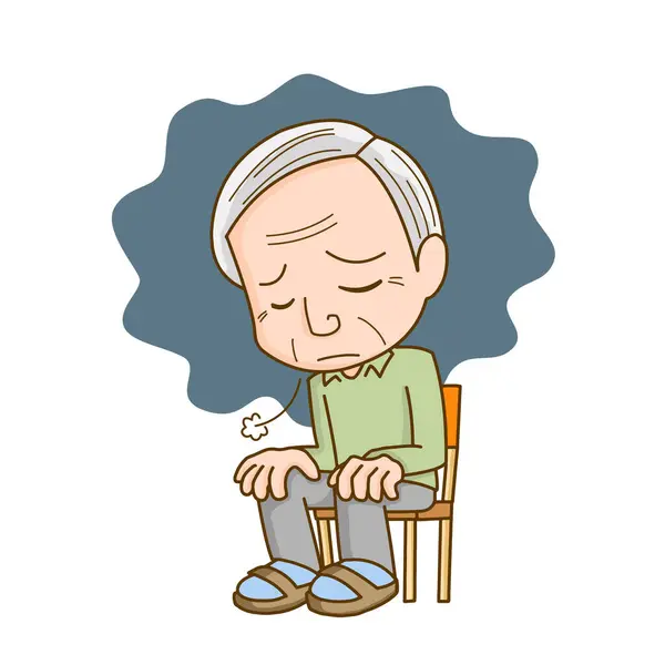 Illustration Äldre Man Som Deprimerad Och Deprimerad — Stock vektor