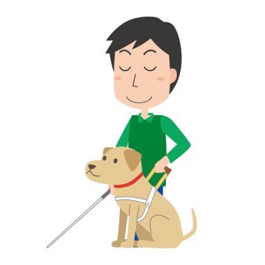 Rehber köpek ve görme engelli adam.