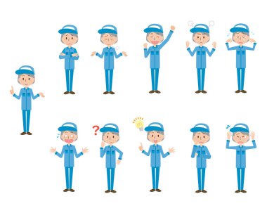 İş kıyafetleri giyen yaşlı kadın pozu