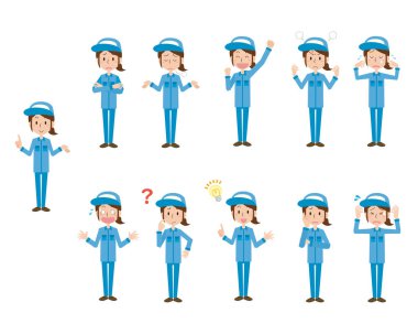 İş kıyafetleri giyen genç bir kadının yüz ifadesi.