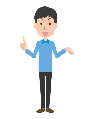 Ayrıntılı açıklama yapan genç bir adam.