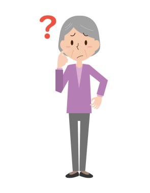 Şüpheleri olan yaşlı bir kadın.