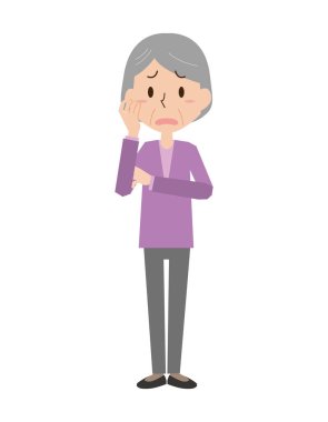 Endişeli yaşlı kadın.