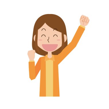 Yumruk sallayan genç bir kadın.