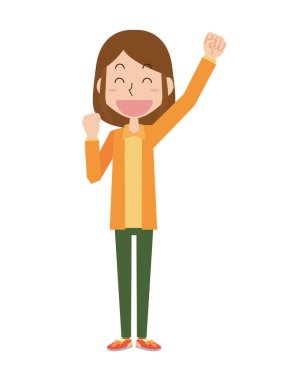 Yumruk sallayan genç bir kadın.