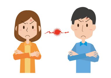 Evli bir çiftin kavga edişinin resmi.