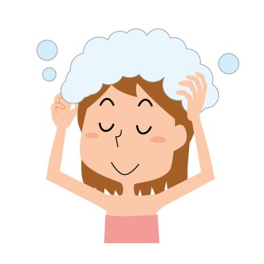 Saçlarını şampuanlayan ve önemseyen bir kadın.