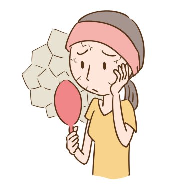 Kuru ciltten muzdarip bir kadının resmi