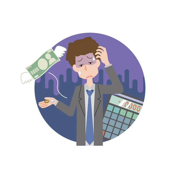 Man Suit Who Trouble Because Has Money — Stock Vector