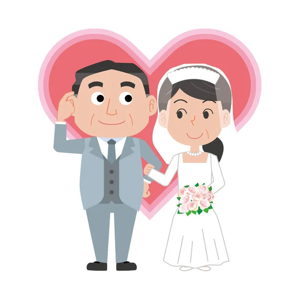 Middle Aged Men Women Marry — Stock Vector