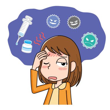 Viral ateşi olan kadın.