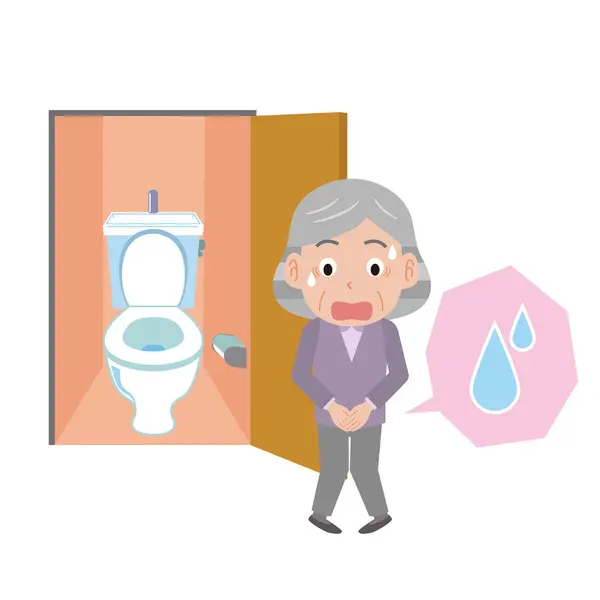 Yaşlı kadın idrar tutamadığı için sabırsız.