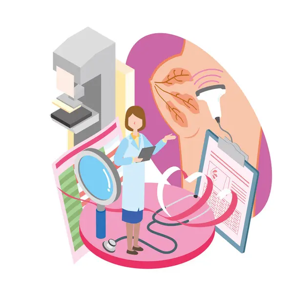 乳がん検査のイメージイラスト — ストックベクタ