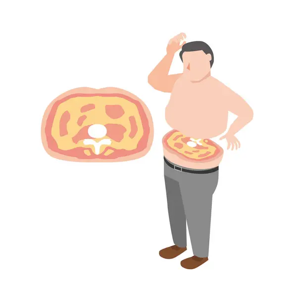 Middle Aged Man Suffering Visceral Fat — Stock Vector