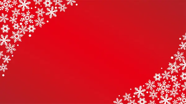 Zimowa Rama Świąteczna Płatkami Śniegu Czerwonym Tłem — Wektor stockowy