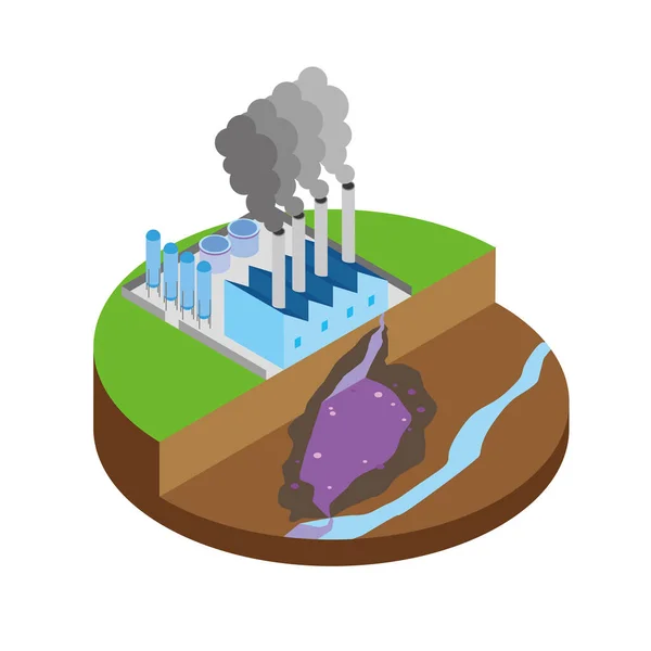 Image Illustration Soil Pollution — Stock Vector