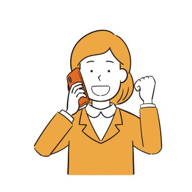 Telefonda konuşmaktan mutlu olan bir ofis çalışanının resmi.