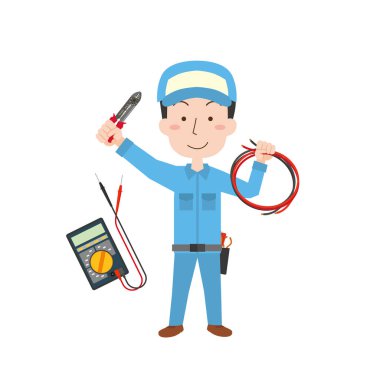 Aletlerle elektrik işi yapan işçiler