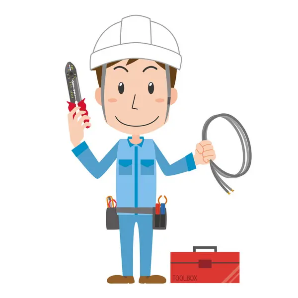 Illustrazione Uomo Che Lavori Elettrici — Vettoriale Stock