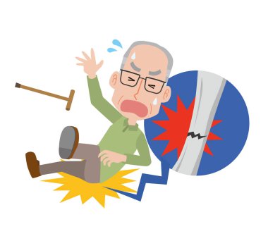 An elderly man who falls and fractures clipart