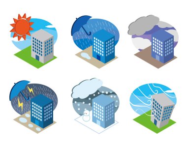 Çeşitli hava ve binaların tasviri