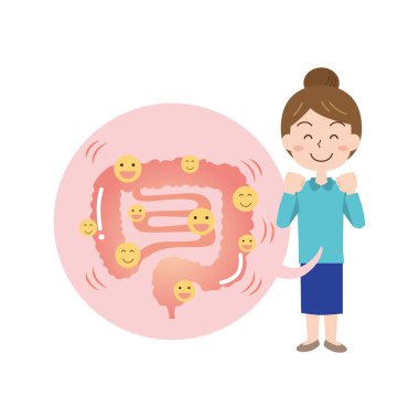 A smiling woman with good bowel movements clipart