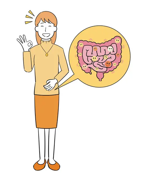 腸に満足している女性 — ストックベクタ
