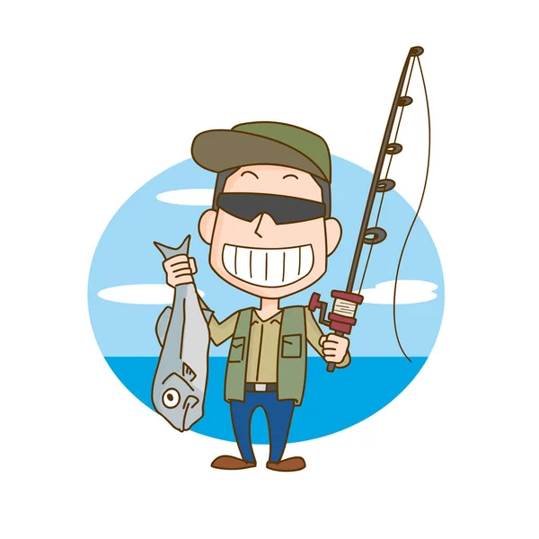 Homem Com Pesca Como Hobby — Vetor de Stock