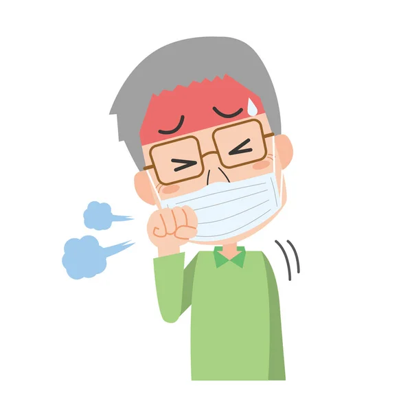 感冒引起的发烧和咳嗽的中年男子 — 图库矢量图片