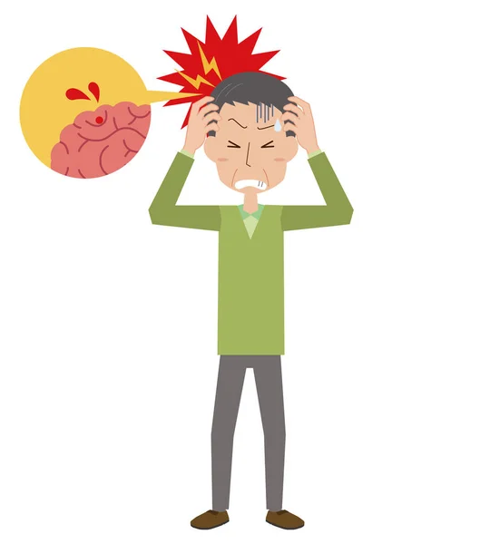 stock vector Middle-aged man with intracerebral hemorrhage