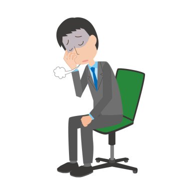 Sıkıntısı ve iç çekişi olan bir erkek ofis çalışanı tasviri
