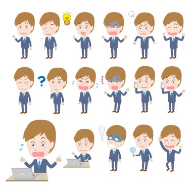 Ofis çalışanı erkek tüm vücut ifadesi ayarlandı