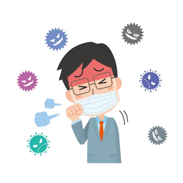 Человек Температурой Простуды Вызванной Вирусом — стоковый вектор