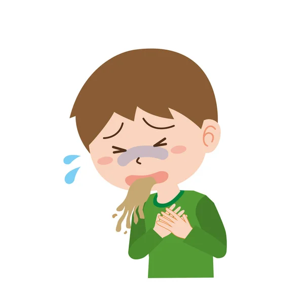 Çocuk kötü fiziksel durumundan dolayı kusuyor.