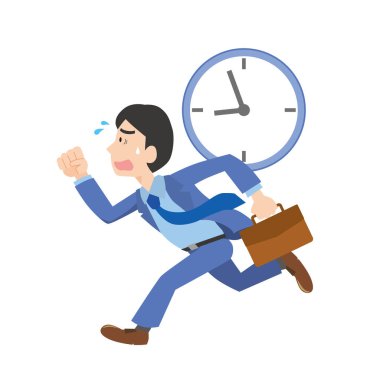 Gecikmiş ve sabırsız koşan bir erkek ofis çalışanı.