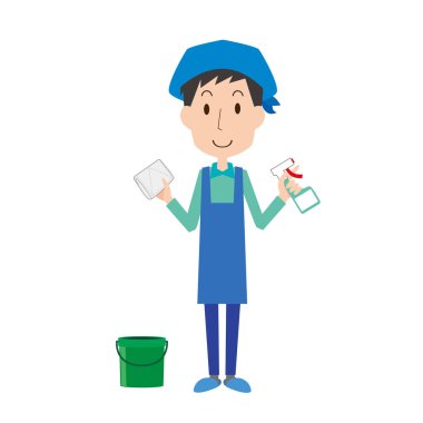 Paçavrayla temizlik yapan bir adam.