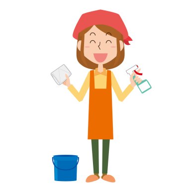 Bir kadın paçavrayla temizlik yapıyor.