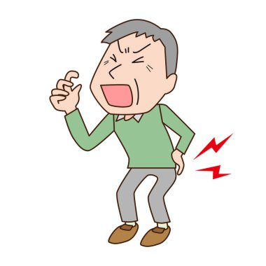 Sırtı ağrıyan orta yaşlı bir adam.