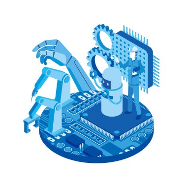 Image illustration of robotization in the manufacturing industry clipart