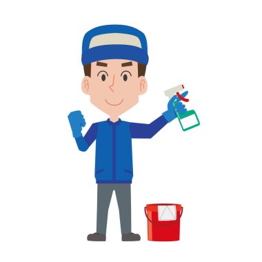 Temizlik şirketinde erkek personel.