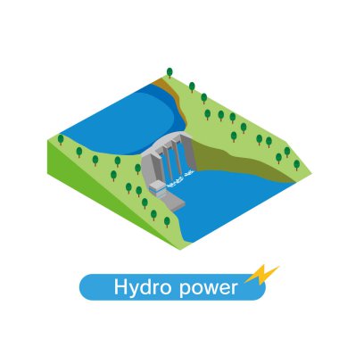 Hidroelektrik barajın izole bir çizimi
