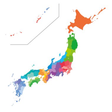 Japonya 'nın renkli kodlu haritası